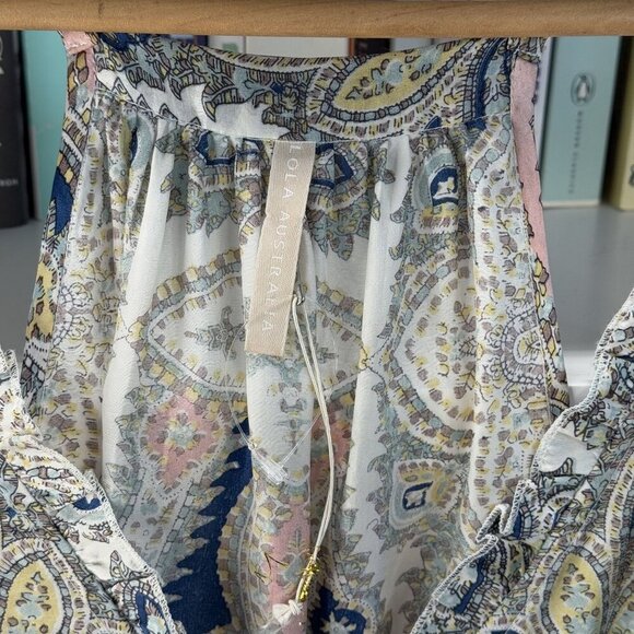 LOLA AUSTRALIA XS 100% Silk Slip Dress Nightie Lingerie Paisley Nightgown Neglig - Picture 7 of 16